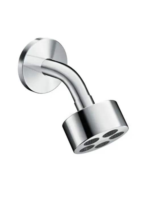 Kopfbart mit schlankem Design, aus verchromtem Material, montiert an einer Wand. Das Produkt stammt von der Marke AXOR und bietet eine einfache und funktionale Brauseinstallation.